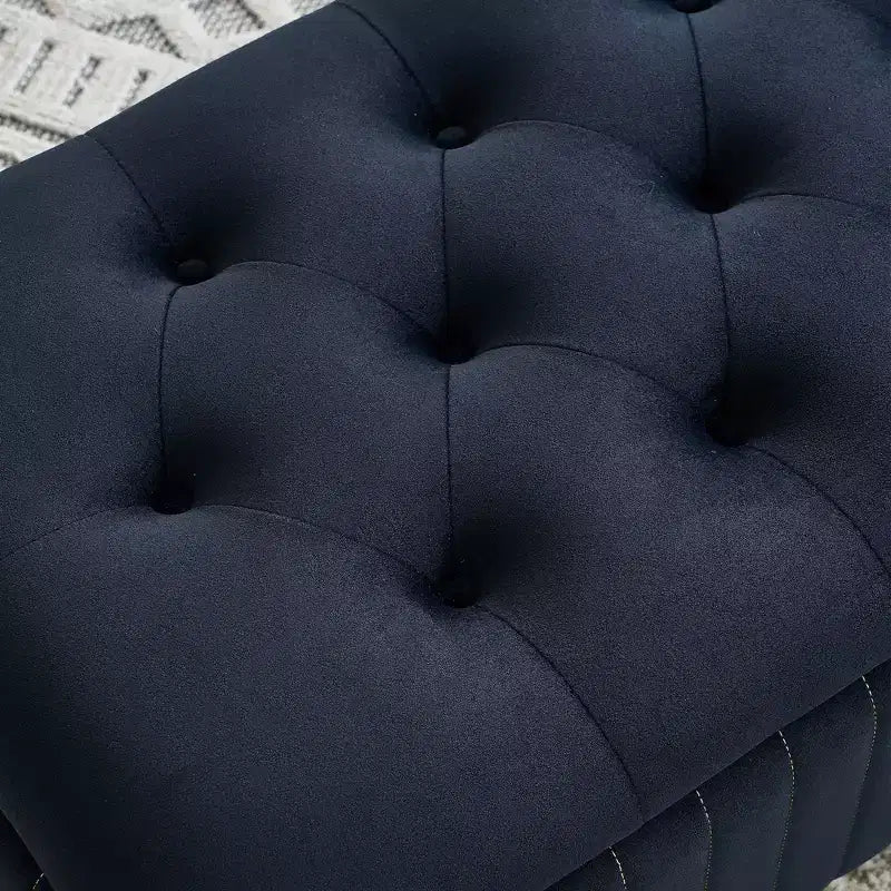Storage Ottoman, Upholstered Velvet Fabric Storage Ottoman with Safety Hinge, Ottoman Bench for Living Room and Bedroom