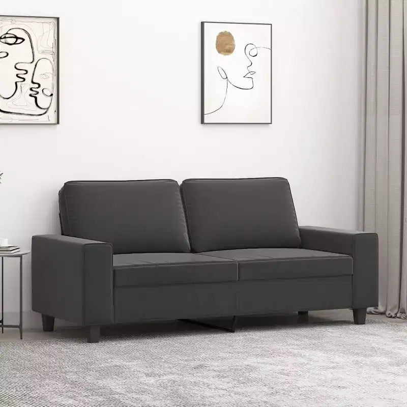 2-Seater Microfiber Sofa - Dark Gray - Durable Upholstery, Adjustable Comfort - Modern Design for Living Room, Lounge, or Office.