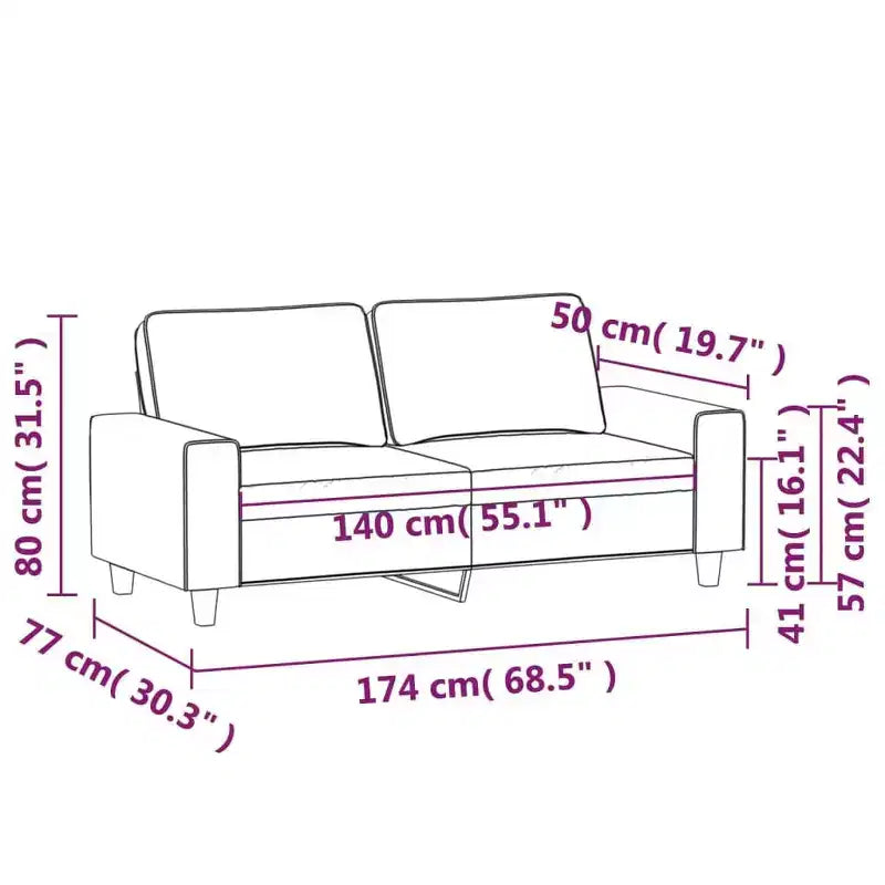 2-Seater Microfiber Sofa - Dark Gray - Durable Upholstery, Adjustable Comfort - Modern Design for Living Room, Lounge, or Office.