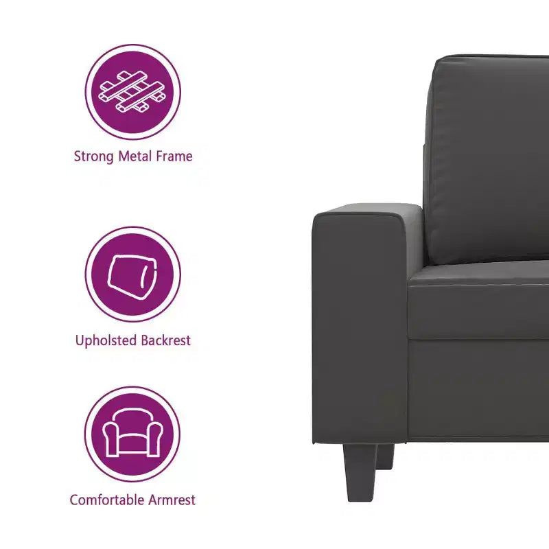 2-Seater Microfiber Sofa - Dark Gray - Durable Upholstery, Adjustable Comfort - Modern Design for Living Room, Lounge, or Office.