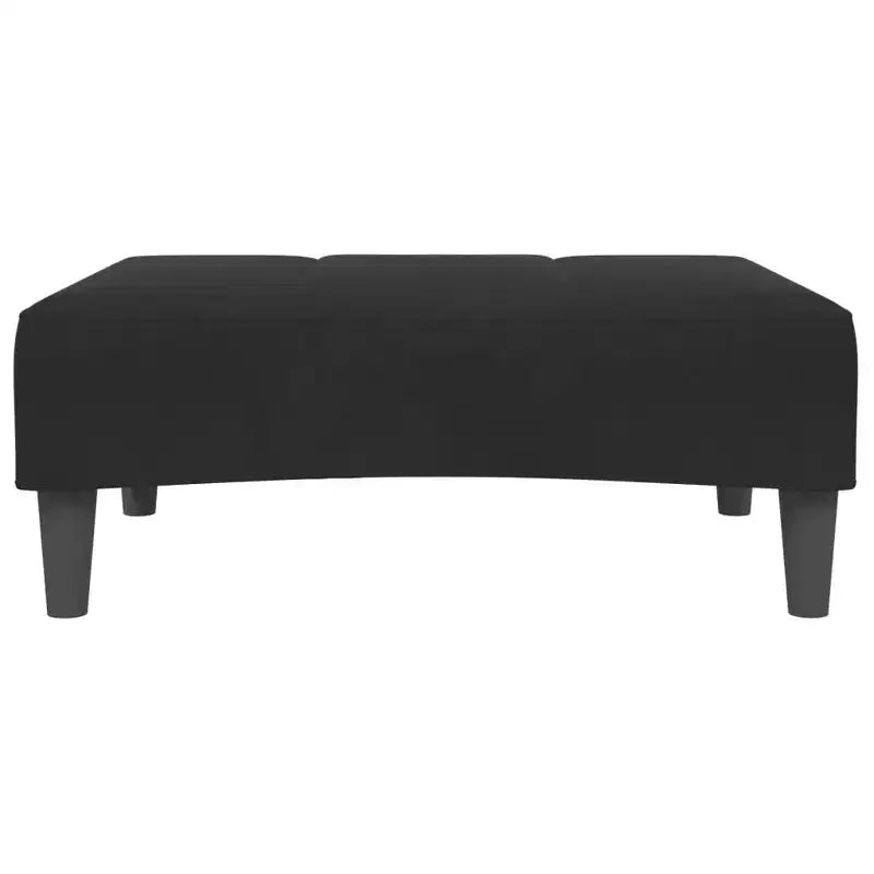 2-Seater Sofa Bed with Footstool Black Velvet - Convertible Sleeper Couch for Living Room/Office