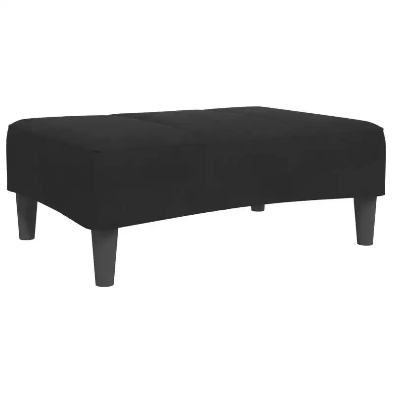 2-Seater Sofa Bed with Footstool Black Velvet - Convertible Sleeper Couch for Living Room/Office