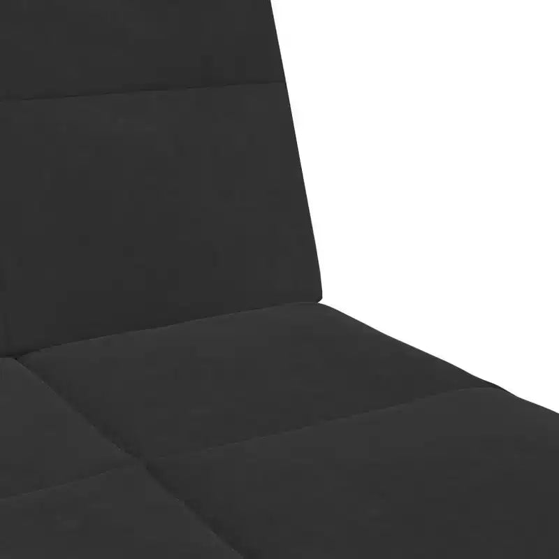 2-Seater Sofa Bed with Footstool Black Velvet - Convertible Sleeper Couch for Living Room/Office