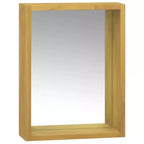 vidaXL Wall-Mounted Mirror Cabinet with Open Shelf - Durable Full-Length Mirror Cabinet - Solid Teak Wood Vanity - 11.8x3.9x15.7 - Brown