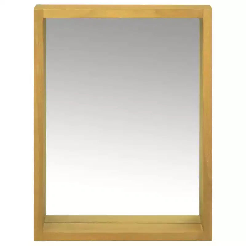 Wall-Mounted Mirror Cabinet with Open Shelf - Durable Full-Length Mirror Cabinet - Solid Teak Wood Vanity - 11.8x3.9x15.7 - Brown