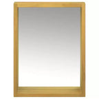 Pensile con Specchio e Ripiano Aperto - Mobiletto Specchio Durevole a Tutta Altezza - Mobile da Bagno in Legno Massello di Teak - 30x10x40 cm - Marrone