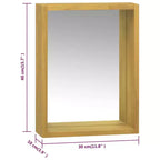 Pensile con Specchio e Ripiano Aperto - Mobiletto Specchio Durevole a Tutta Altezza - Mobile da Bagno in Legno Massello di Teak - 30x10x40 cm - Marrone