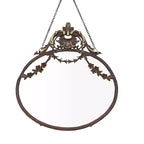 Storied Home Pewter Framed Wall Mirror with Decorative Chain and Antique Finish, Bronze