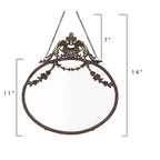 Specchio da parete Storied Home con cornice in peltro, catena decorativa e finitura anticata, bronzo