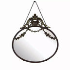 Specchio da parete Storied Home con cornice in peltro, catena decorativa e finitura anticata, bronzo