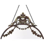 Specchio da parete Storied Home con cornice in peltro, catena decorativa e finitura anticata, bronzo