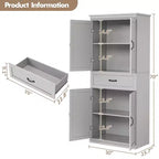 Dispensa a Colonna, 70 Armadietti Dispensa Alti da Cucina con 2 Ante e 3 Ripiani Regolabili, Credenza Autoportante, Armadio Moderno per il Bagno