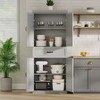 Dispensa a Colonna, 70 Armadietti Dispensa Alti da Cucina con 2 Ante e 3 Ripiani Regolabili, Credenza Autoportante, Armadio Moderno per il Bagno