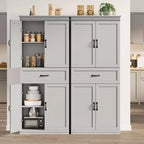 Dispensa a Colonna, 70 Armadietti Dispensa Alti da Cucina con 2 Ante e 3 Ripiani Regolabili, Credenza Autoportante, Armadio Moderno per il Bagno