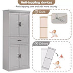 Dispensa a Colonna, 70 Armadietti Dispensa Alti da Cucina con 2 Ante e 3 Ripiani Regolabili, Credenza Autoportante, Armadio Moderno per il Bagno