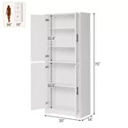 Dispensa a Colonna, 70 Armadietti Dispensa Alti da Cucina con 2 Ante e 3 Ripiani Regolabili, Credenza Autoportante, Armadio Moderno per il Bagno