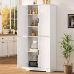 Dispensa a Colonna, 70 Armadietti Dispensa Alti da Cucina con 2 Ante e 3 Ripiani Regolabili, Credenza Autoportante, Armadio Moderno per il Bagno