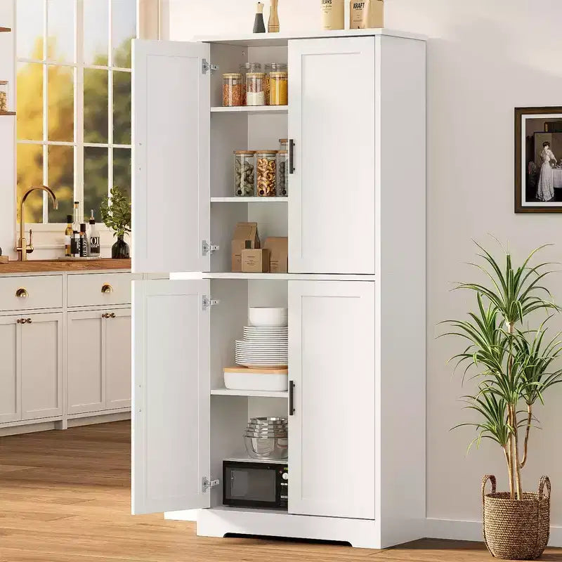 Pantry Cabinet,70 Tall Kitchen Pantry Cabinets with 2 Doors and 3 Adjustable Shelves, Freestanding Cupboard, Modern Storage Cabinet for Bathroom