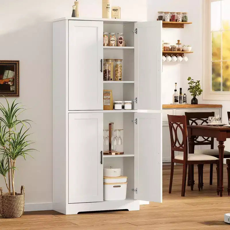 Pantry Cabinet,70 Tall Kitchen Pantry Cabinets with 2 Doors and 3 Adjustable Shelves, Freestanding Cupboard, Modern Storage Cabinet for Bathroom