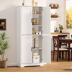Dispensa a Colonna, 70 Armadietti Dispensa Alti da Cucina con 2 Ante e 3 Ripiani Regolabili, Credenza Autoportante, Armadio Moderno per il Bagno