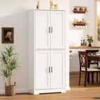 Dispensa a Colonna, 70 Armadietti Dispensa Alti da Cucina con 2 Ante e 3 Ripiani Regolabili, Credenza Autoportante, Armadio Moderno per il Bagno