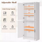 Dispensa a Colonna, 70 Armadietti Dispensa Alti da Cucina con 2 Ante e 3 Ripiani Regolabili, Credenza Autoportante, Armadio Moderno per il Bagno