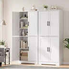 Dispensa a Colonna, 70 Armadietti Dispensa Alti da Cucina con 2 Ante e 3 Ripiani Regolabili, Credenza Autoportante, Armadio Moderno per il Bagno