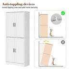 Dispensa a Colonna, 70 Armadietti Dispensa Alti da Cucina con 2 Ante e 3 Ripiani Regolabili, Credenza Autoportante, Armadio Moderno per il Bagno