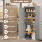 Dispensa a Colonna, 70 Armadietti Dispensa Alti da Cucina con 2 Ante e 3 Ripiani Regolabili, Credenza Autoportante, Armadio Moderno per il Bagno