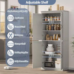 Dispensa a Colonna, 70 Armadietti Dispensa Alti da Cucina con 2 Ante e 3 Ripiani Regolabili, Credenza Autoportante, Armadio Moderno per il Bagno