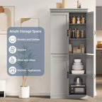 Dispensa a Colonna, 70 Armadietti Dispensa Alti da Cucina con 2 Ante e 3 Ripiani Regolabili, Credenza Autoportante, Armadio Moderno per il Bagno