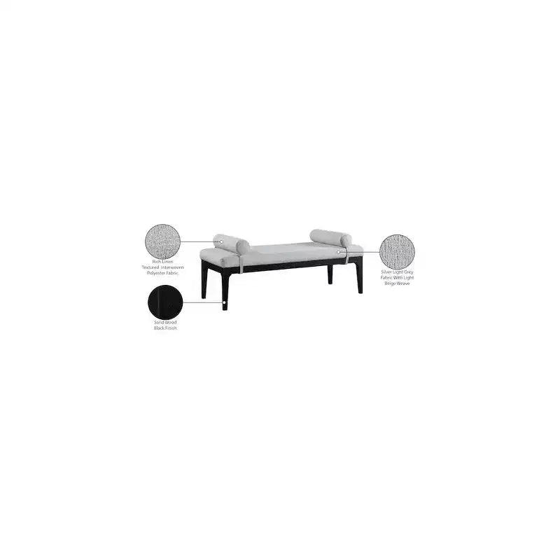 Meridian Furniture,Priscilla Linen Textured Fabric Bench