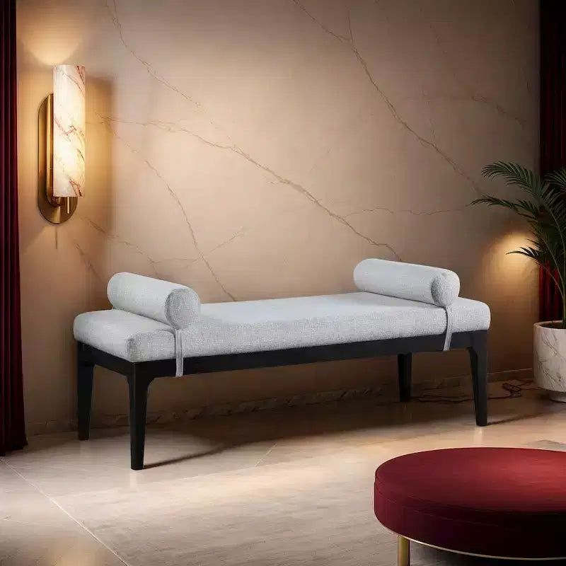 Meridian Furniture,Priscilla Linen Textured Fabric Bench