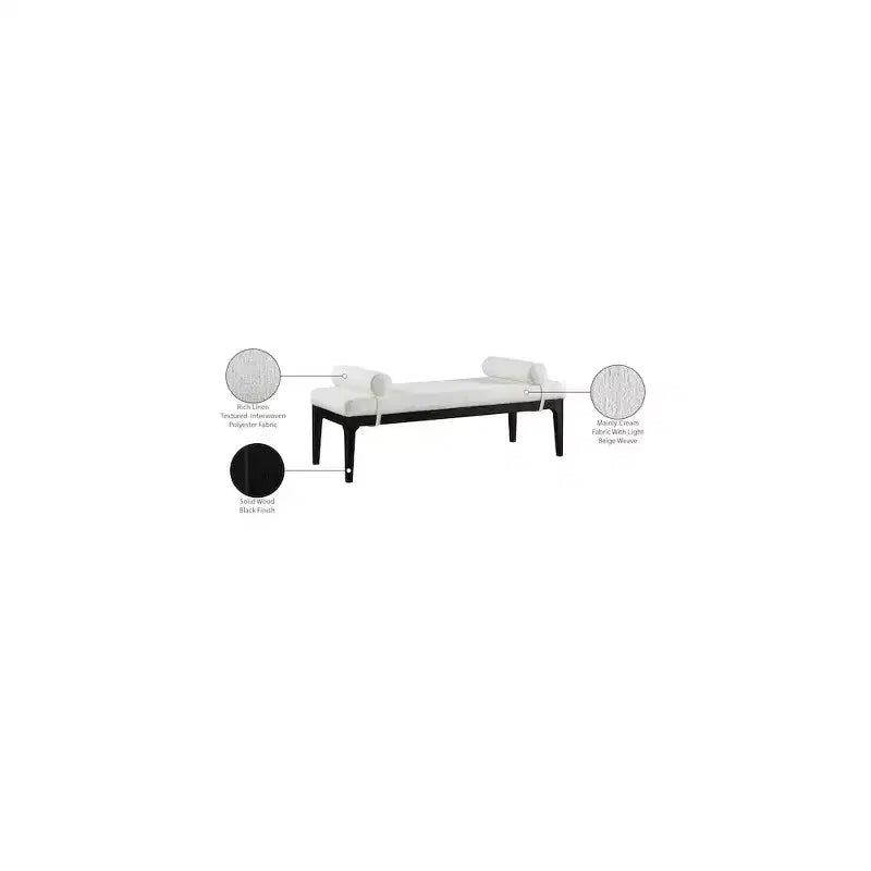 Meridian Furniture,Priscilla Linen Textured Fabric Bench