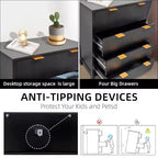 Cassettiera a 4 cassetti, Cassettiera scanalata per camera da letto, Comò alto moderno di metà secolo con maniglia in metallo, Mobile contenitore per camera da letto, soggiorno, corridoio