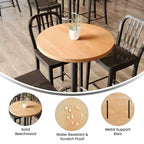 Piano del tavolo rotondo Flash Furniture Bennett in legno massello spesso 3,8 cm per interni