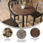 Piano del tavolo rotondo Flash Furniture Bennett in legno massello spesso 3,8 cm per interni