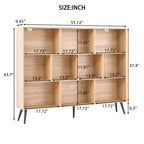 Libreria a 10 Cubi in Legno, Scaffale Aperto a 3 Ripiani Autoportante con 5 Gambe in Ferro, Organizzatore Portaoggetti Aperto, Mobile Espositore da Terra