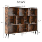 Libreria a 10 Cubi in Legno, Scaffale Aperto a 3 Ripiani Autoportante con 5 Gambe in Ferro, Organizzatore Portaoggetti Aperto, Mobile Espositore da Terra