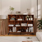 Libreria a 10 Cubi in Legno, Scaffale Aperto a 3 Ripiani Autoportante con 5 Gambe in Ferro, Organizzatore Portaoggetti Aperto, Mobile Espositore da Terra