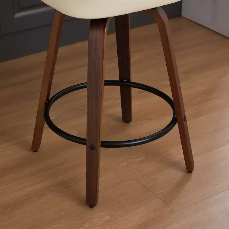 Set of 2 Counter Height Bar Stools - 26 Rattan Counter Height Stools With Cane Back and Upholstered Seat