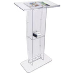 VEVOR Acrylic Podium, 47 Clear Acrylic Podium Stand with Wide Reading Surface & Storage Shelf, Floor-standing Clear Pulpits Acrylic, Clear