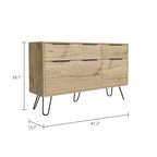 Cassettiera 3/4 cassetti, Contenitore compatto per vestiti, Robuste gambe in acciaio e superficie superiore durevole, per soggiorno/camera da letto/ufficio, Rovere chiaro