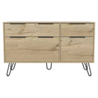 Cassettiera 3/4 cassetti, Contenitore compatto per vestiti, Robuste gambe in acciaio e superficie superiore durevole, per soggiorno/camera da letto/ufficio, Rovere chiaro