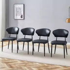 MAYEERTY Set of 4 Black Minimalist Ergonomic Dining Chairs Curved Backrest Comfortable Seating