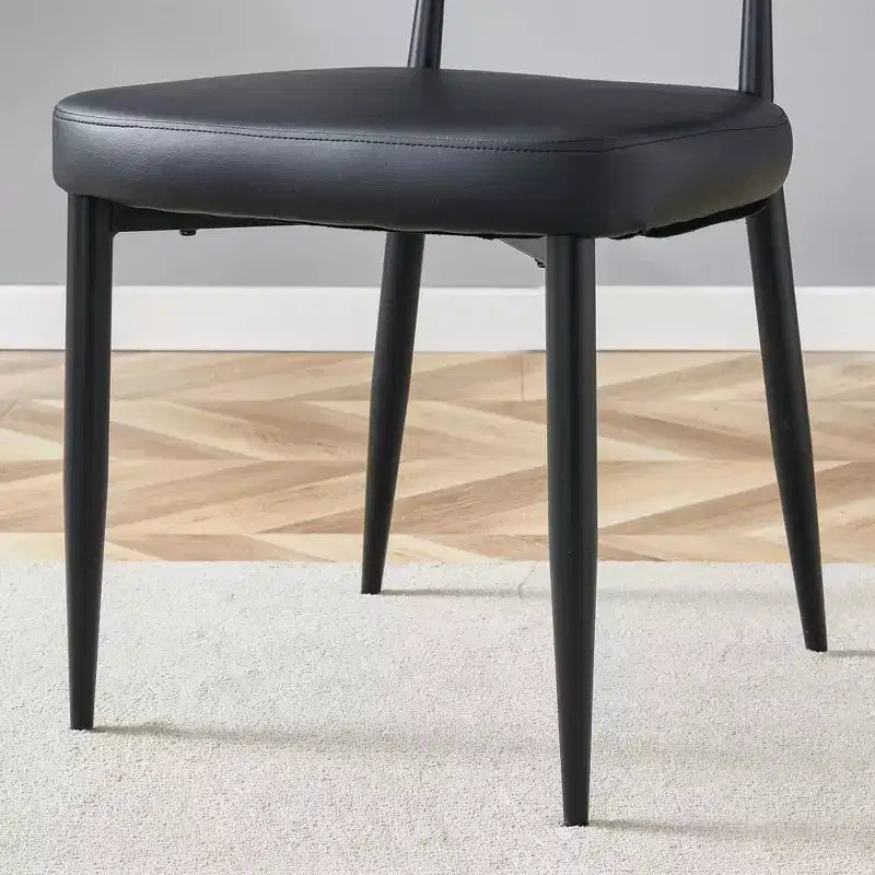 Set of 4 Black Minimalist Ergonomic Dining Chairs Curved Backrest Comfortable Seating