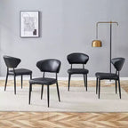 Set di 4 sedie da pranzo nere minimaliste ergonomiche con schienale curvo e seduta confortevole