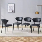 Set di 4 sedie da pranzo nere minimaliste ergonomiche con schienale curvo e seduta confortevole