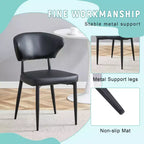 Set di 4 sedie da pranzo nere minimaliste ergonomiche con schienale curvo e seduta confortevole