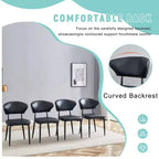 Set di 4 sedie da pranzo nere minimaliste ergonomiche con schienale curvo e seduta confortevole